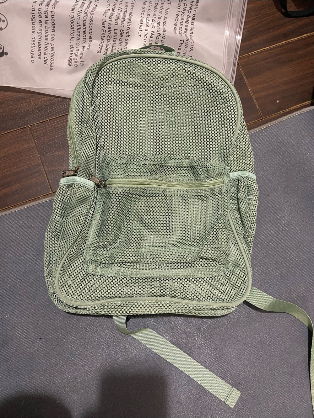 Mesh Backpack for School Beach Heavy Duty Net Bookbag for Girls Boys Green